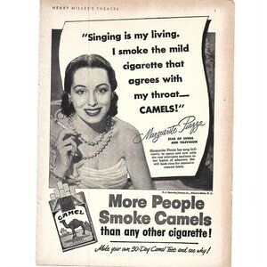 Marguerite Piazza Opera Camel Cigarette Advertisement 1950s Print Ad 9 inch